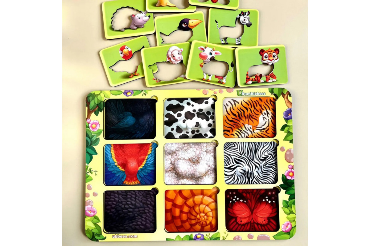 Деревянный пазл-вкладыш "Где чей узор?" Ubumblebees (ПСФ052) PSF052 сортер-трафарет