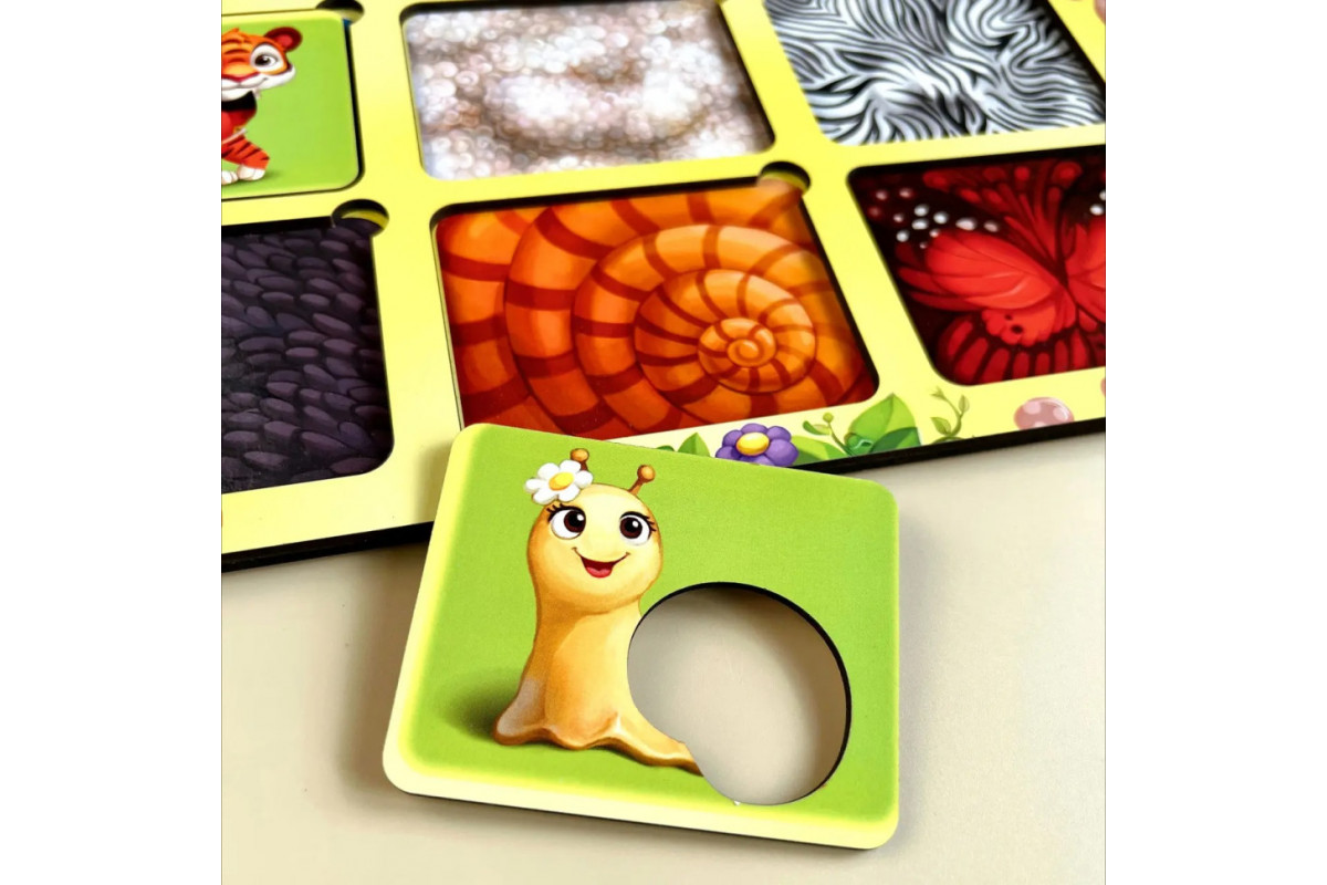 Деревянный пазл-вкладыш "Где чей узор?" Ubumblebees (ПСФ052) PSF052 сортер-трафарет