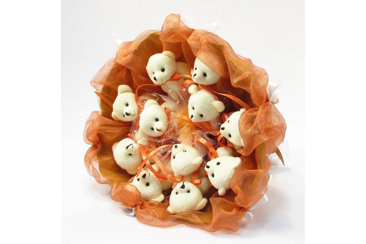 Букет из мягких игрушек 11 мишек 5283IT терракотовый