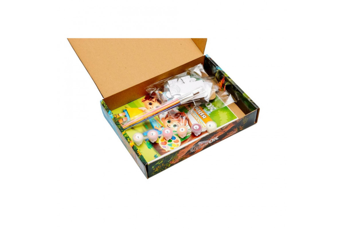 Деревянный пазл-раскраска А5 "Поросенок" Puz-22939 кисточка, краски, клейкая пленка