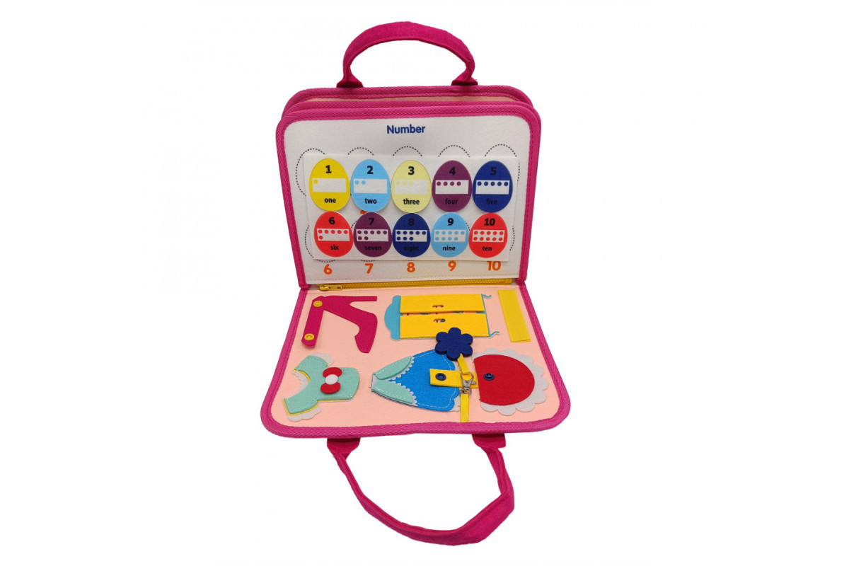 Дитяча розвиваюча сумочка-логіка XX4028 тактильні, розвиваючі вправи, з фетру