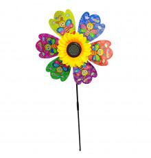 Детский ветрячок "Бабочки" МR 1225-5 цветок диаметром 28 см, палочка 48 см