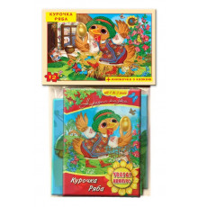 Детские пазлы "Курочка Ряба" 81237, 12 деталей с книгой