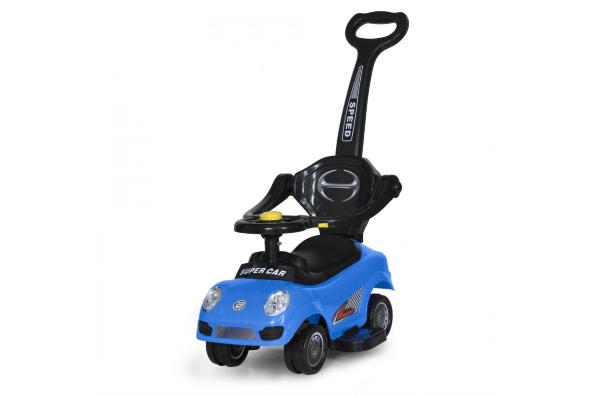 Дитяча каталка-толокар M 5784-4 синій, з батьківською ручкою