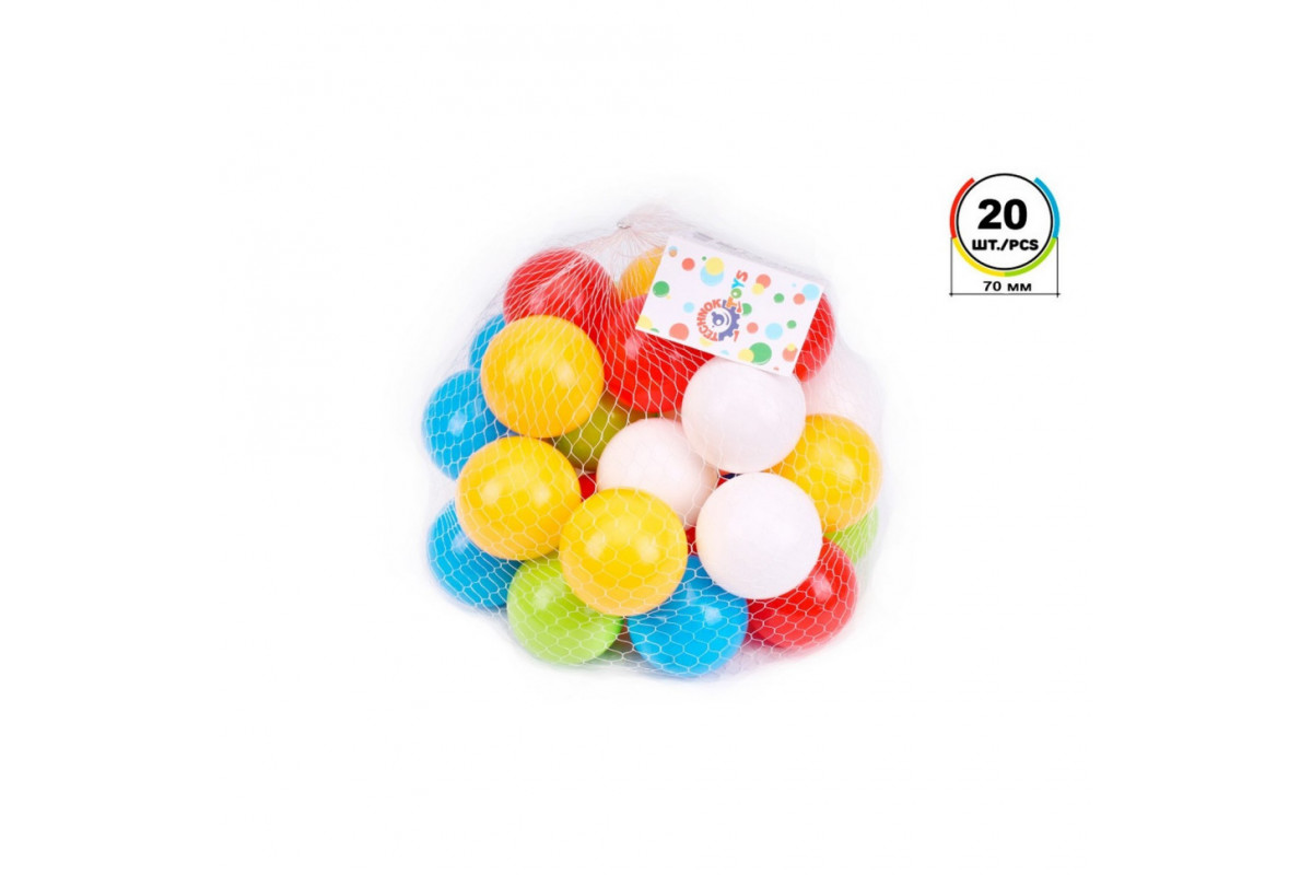 Набор шариков для сухих бассейнов ТехноК 8911TXK, 70 мм 20 шт в сетке