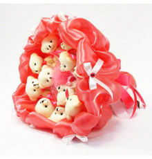 Букет из мягких игрушек 11 мишек 5284IT коралловый