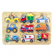Деревянный пазл-вкладыш "Транспорт" Ubumblebees (ПСД130) PSD130, 9 элементов