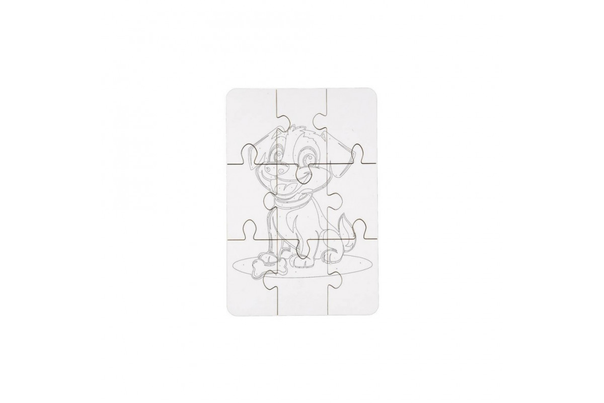 Деревʼяний пазл-розмальовка А5 "Собачка" Puz-22940 пензлик, фарби, клейка плівка