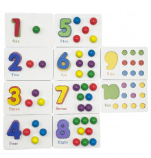 Детский деревянный набор "Бусины" C15055 карточки, щипцы, бусины