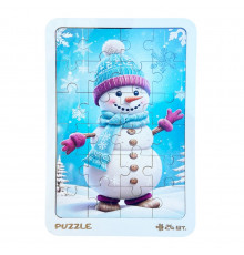 Новорічний пазл-вкладиш "Сніговик у рукавичках" 3240-19-002, 16х22 см