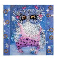 Набор для вышивки бисером "Сова с будильником" AM-102 15х15 см