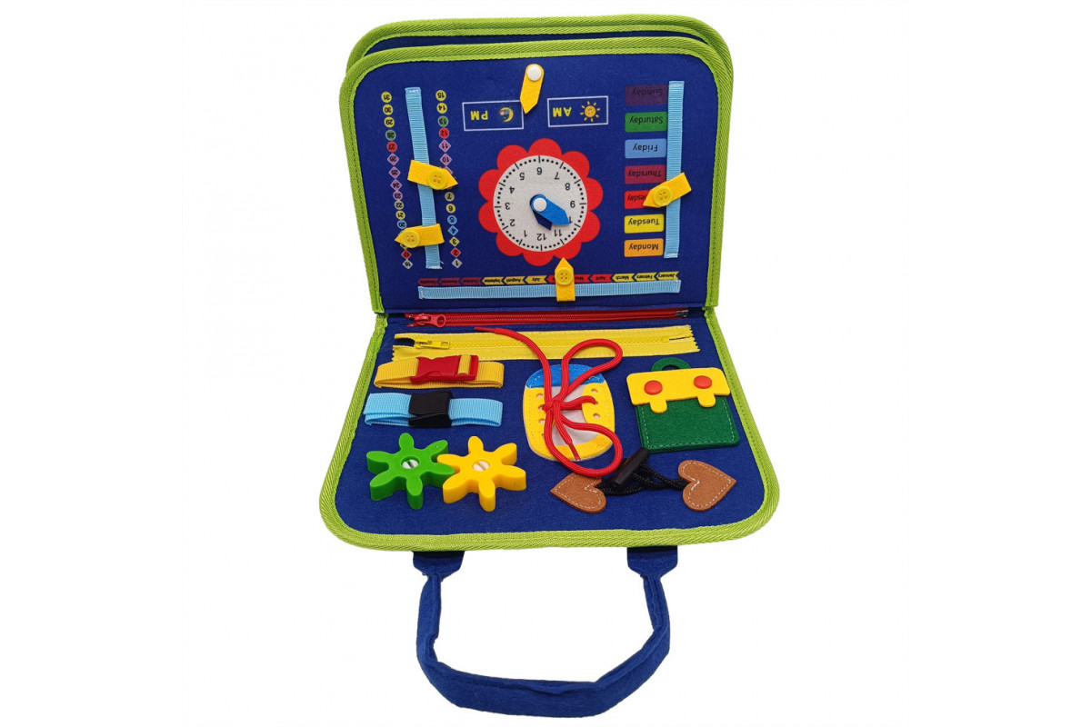 Дитяча розвиваюча сумочка-логіка XX4428 тактильні, розвиваючі вправи, з фетру