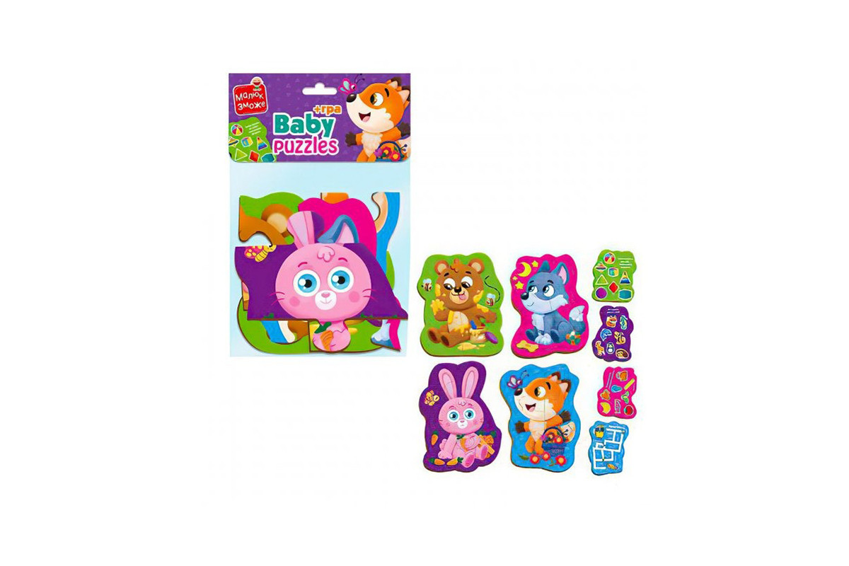 Пазли максі з грою Малюк Зможе «Лісові звірі» Vladi Toys VT1722-22 Укр