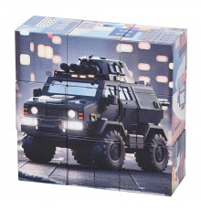 Детский магнитный кубик-пазл "Машины строительные" CL325-3,  3 х 3