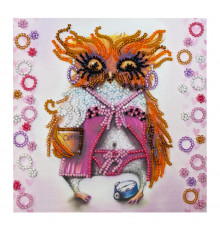 Набор для вышивки бисером "Сова с чашкой кофе" AM-104 15х15 см
