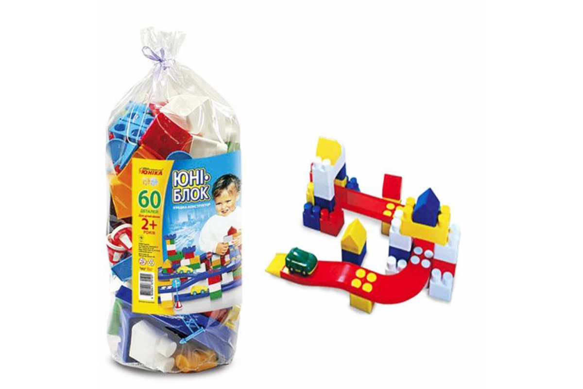 Детский конструктор „Юни-блок”-60 70101, 60 больших деталей