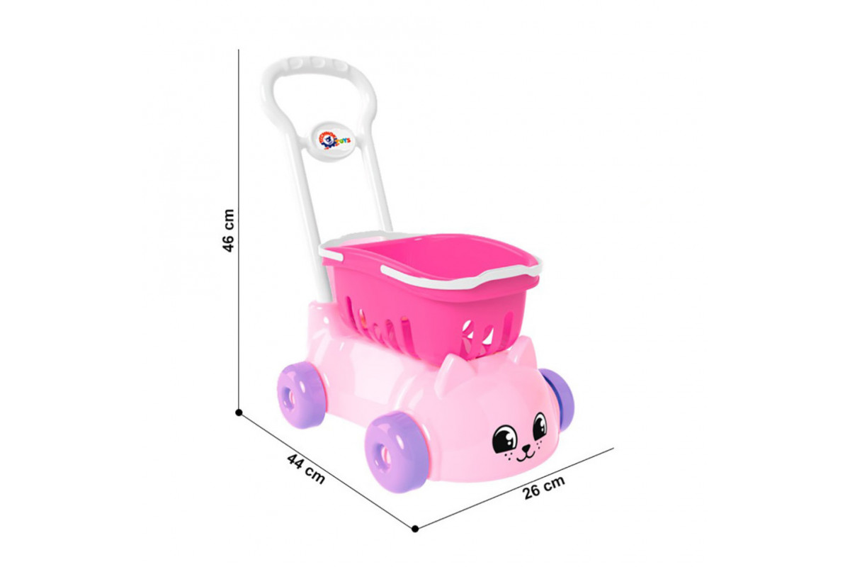 Игрушечная тележка Котик ТехноК 7587TXK с корзинкой