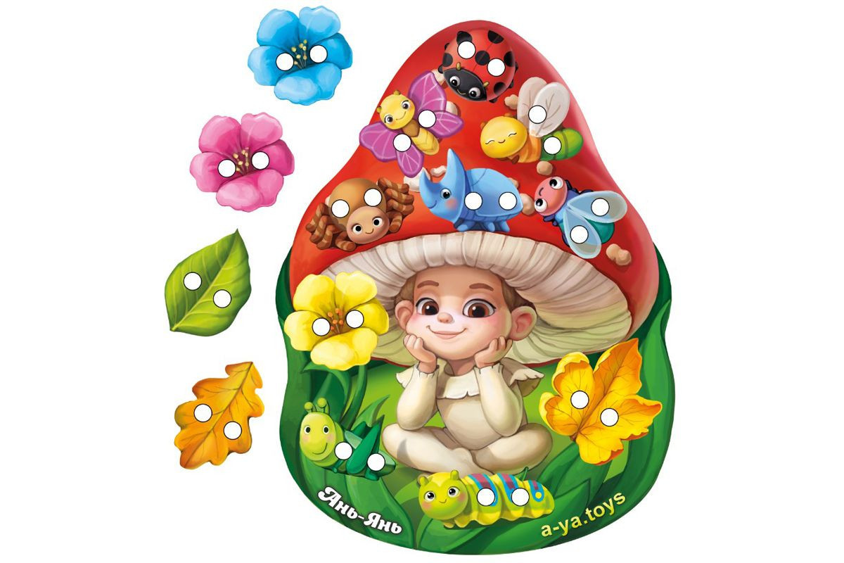 Дерев'яна шнурівка "Мухоморчик" Ubumblebees (ПСД132) PSD132