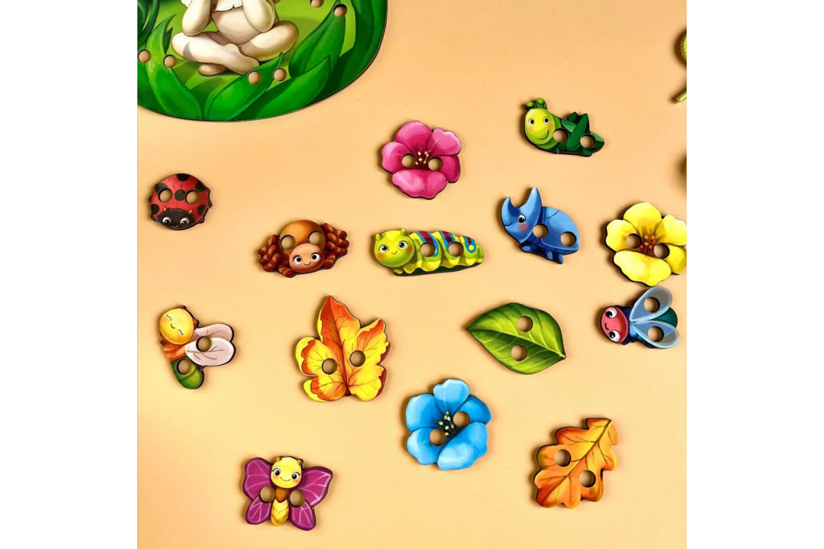 Дерев'яна шнурівка "Мухоморчик" Ubumblebees (ПСД132) PSD132