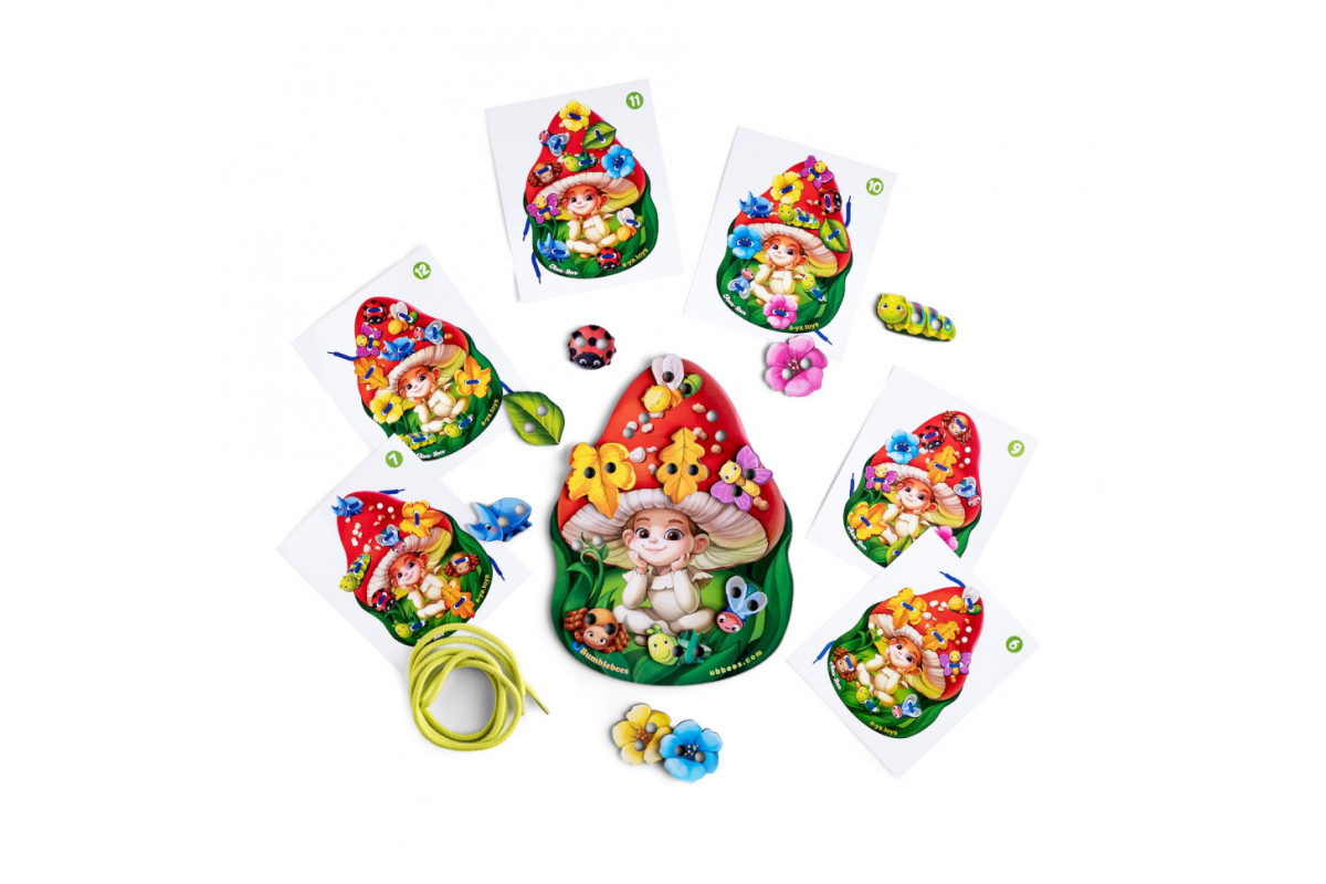 Дерев'яна шнурівка "Мухоморчик" Ubumblebees (ПСД132) PSD132