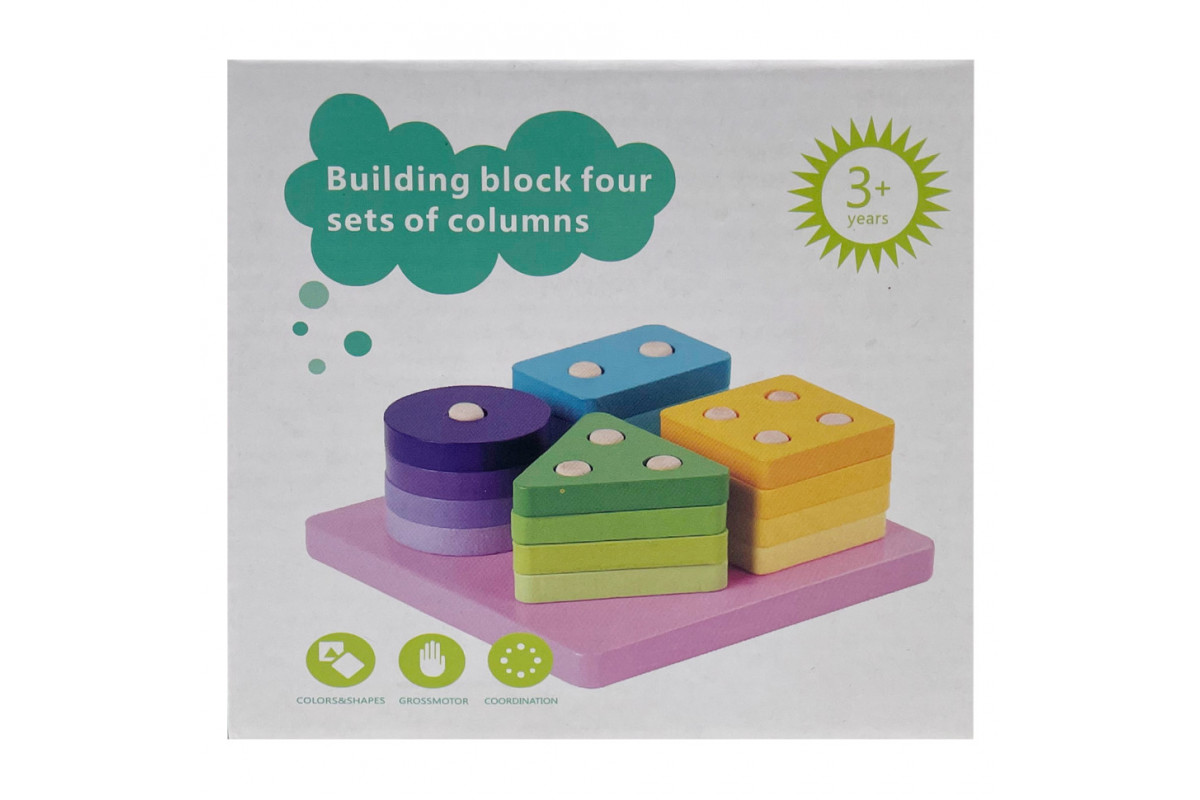 Детская деревянная игрушка "Пирамидка-Геометрические фигуры" C15023