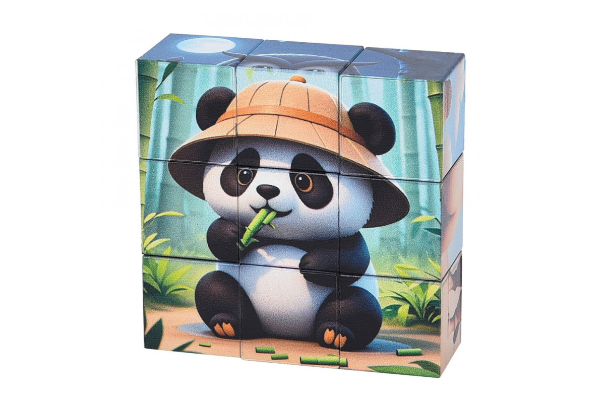 Детский магнитный кубик-пазл "Дикие животные" CL325-2, 3 х 3