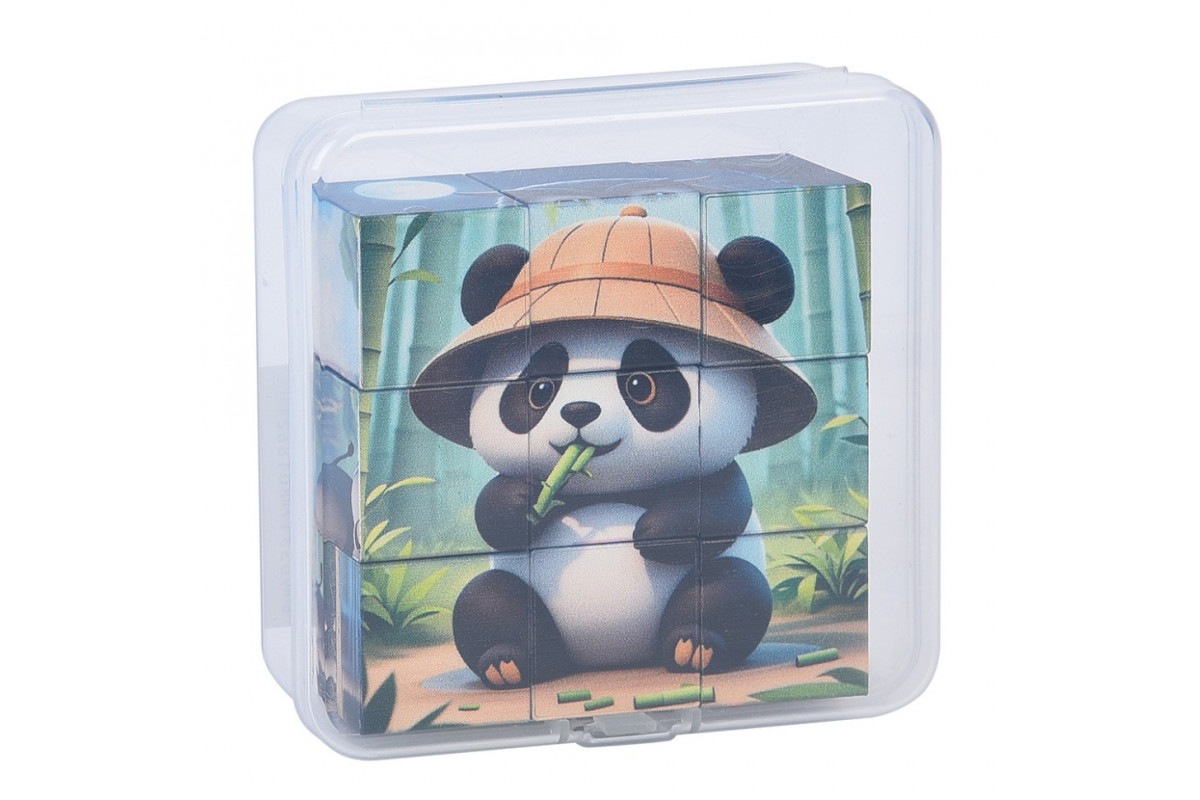 Детский магнитный кубик-пазл "Дикие животные" CL325-2, 3 х 3