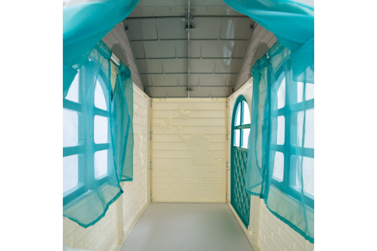 Игровой Домик со шторками Doloni Toys 02550/15 Бело-Бирюзовый