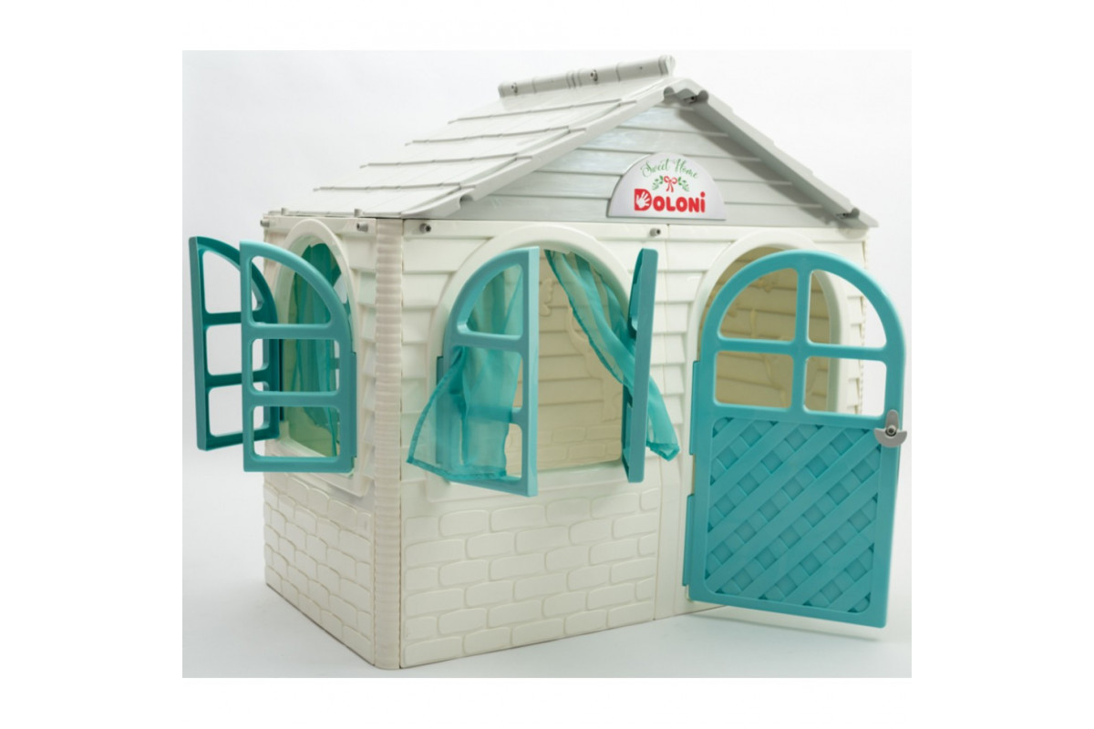 Игровой Домик со шторками Doloni Toys 02550/15 Бело-Бирюзовый