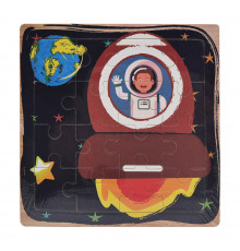 Дерев'яний пазл-вкладиш Космонавт у ракеті 73260-15, 16 деталей