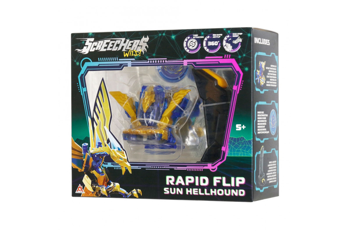 Игровой набор "S5 L0.5 Сан Хелхаунд" Screechers Wild! EU686104B запускатель, машинка-трансформер