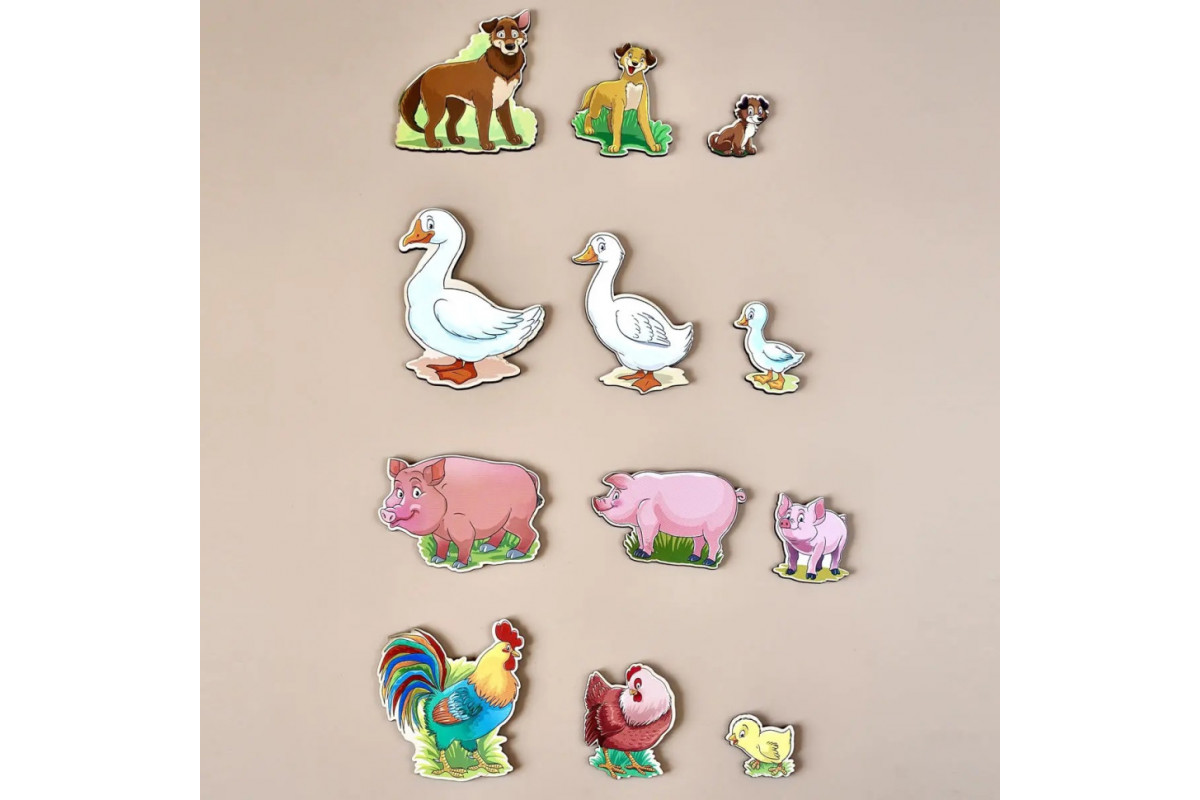 Деревянный пазл-вкладыш "Семья-домашние животные-2" Ubumblebees (ПСФ003) PSF003 больше-меньше