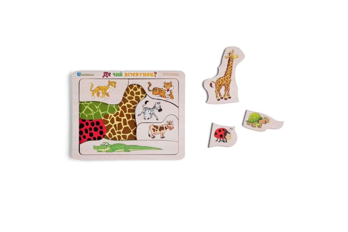 Деревянный пазл-вкладыш "Где? Чей узор?" Ubumblebees (ПСД074) PSD074 сортер