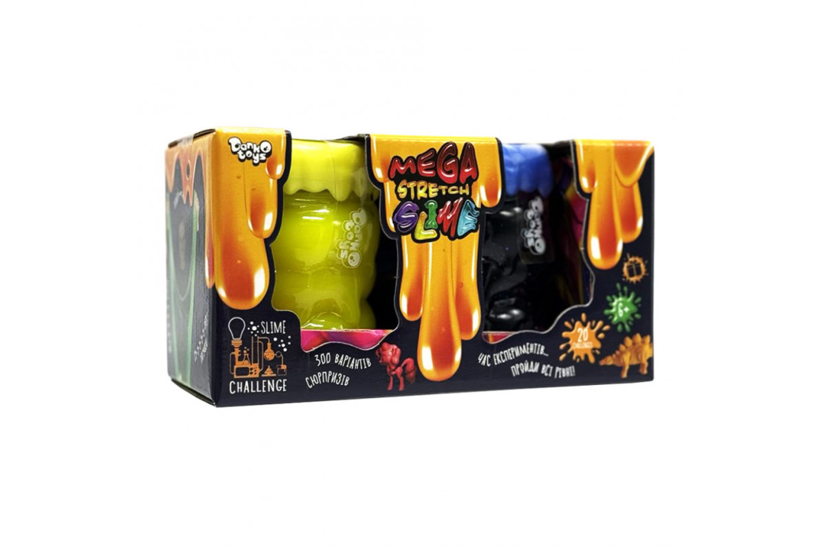 Вязкая масса "Mega Stretch Slime" SLM-11-02U(Yellow-Blue), 2 банки