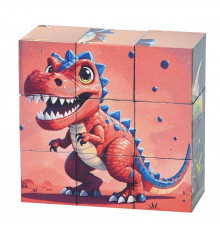 Детский магнитный кубик-пазл "Драконы-динозавры" CL325-1,  3 х 3