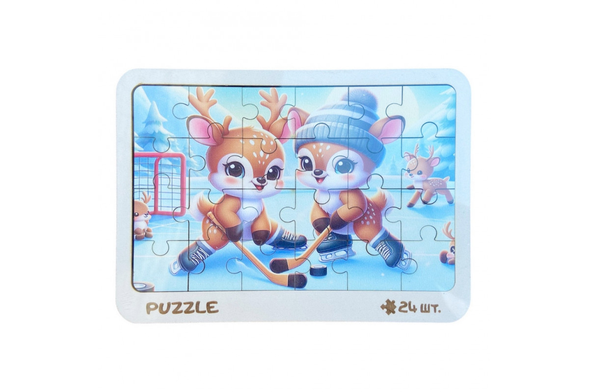 Новогодний пазл-вкладыш "Оленята" 3240-19-005, 16х22 см