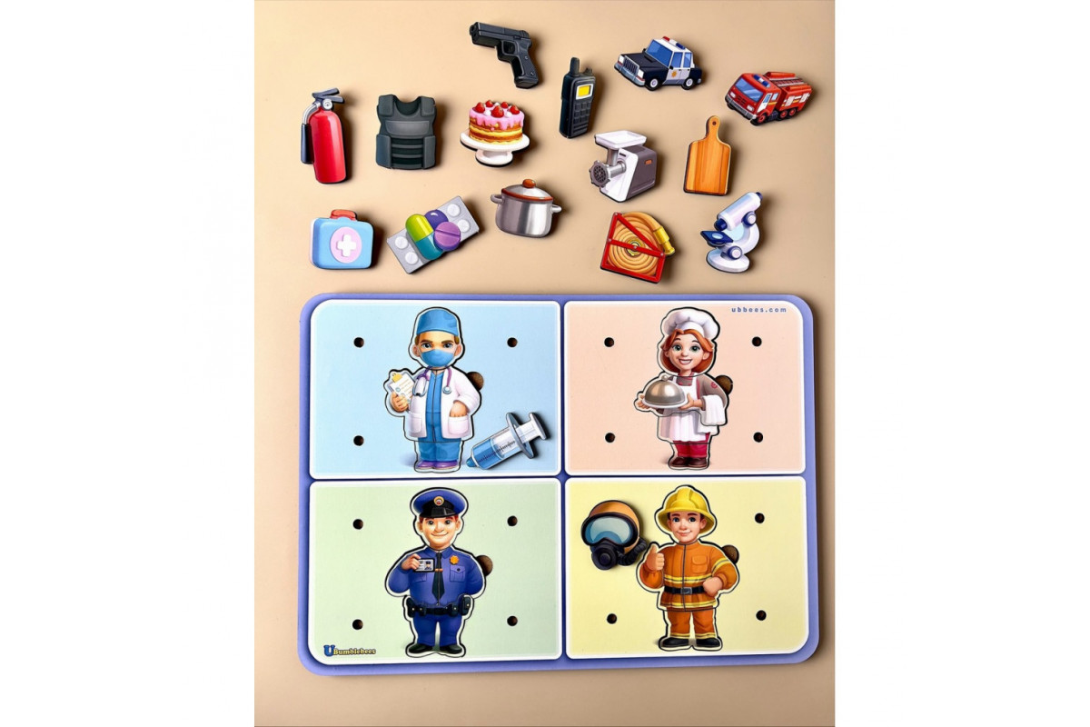 Настільна розвиваюча гра "Професії" Ubumblebees (ПСФ160) PSF160 дерев'яна