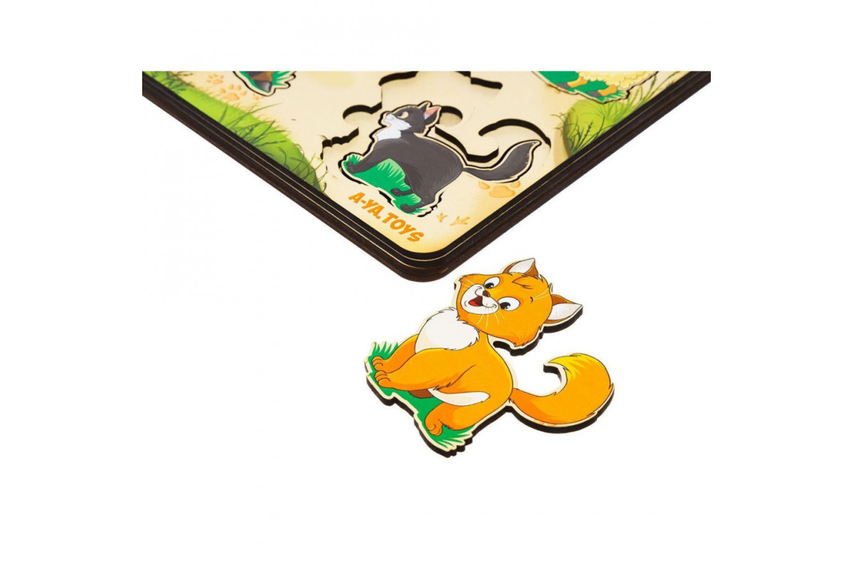 Деревянный пазл-вкладыш "Семья-домашние животные" Ubumblebees (ПСД077) PSD077 больше-меньше