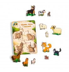 Деревянный пазл-вкладыш "Семья-домашние животные" Ubumblebees (ПСД077) PSD077 больше-меньше