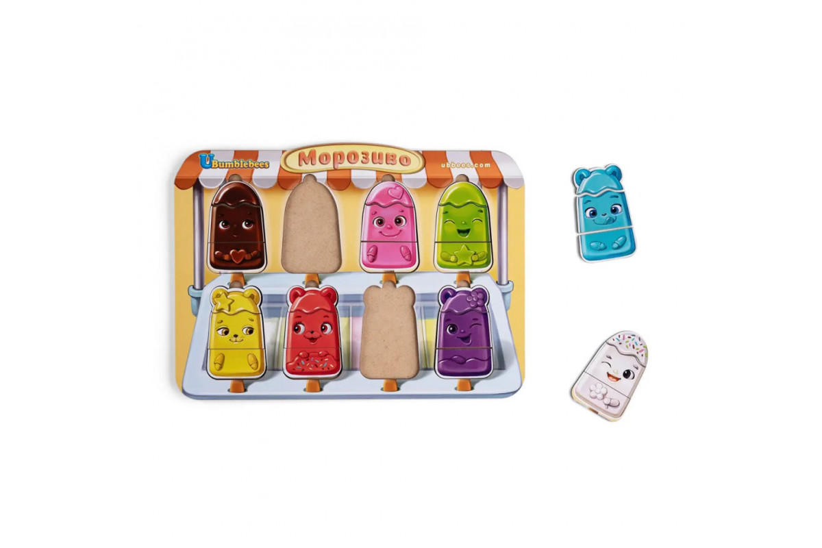 Деревянный пазл-вкладыш "Мороженое" Ubumblebees (ПСД076) PSD076 сортер