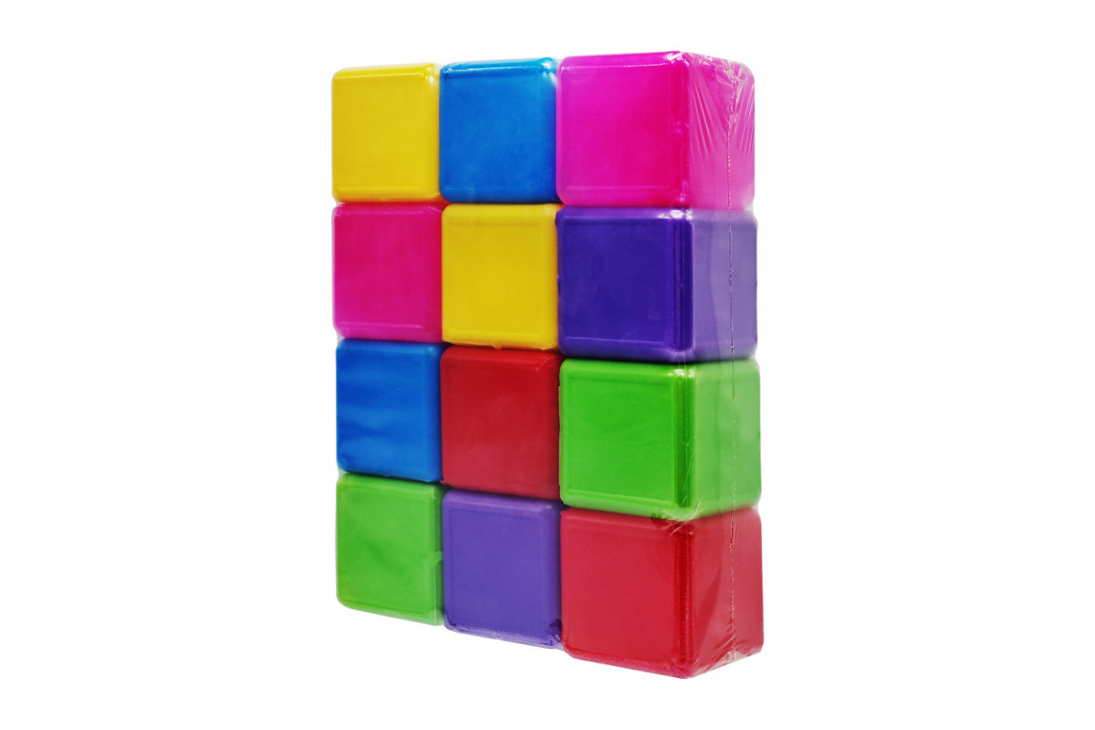 Детские пластиковые кубики Mtoys 05062 цветные, 12 шт