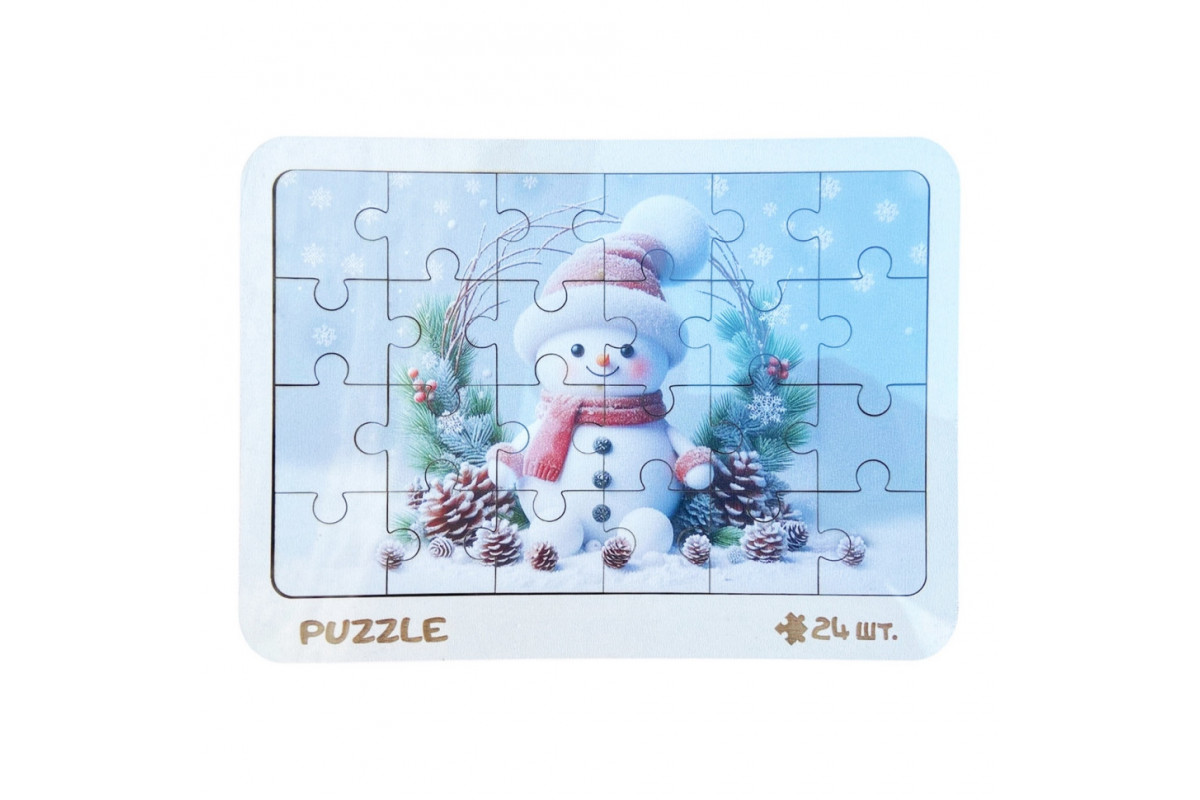Новогодний пазл-вкладыш "Снеговичок" 3240-19-006, 16х22 см