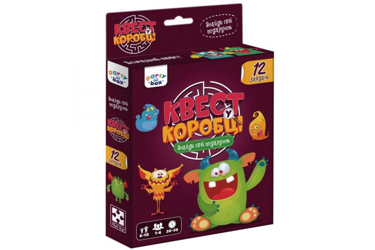 Настільна гра "Квест у коробці Монстри" VT5902-02 інструкція 12 карток з завданнями