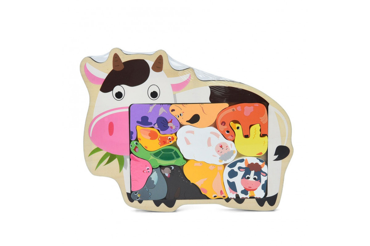 Дитячий дерев'яний пазл-вкладиш "Домашні тварини" MD 1500-5