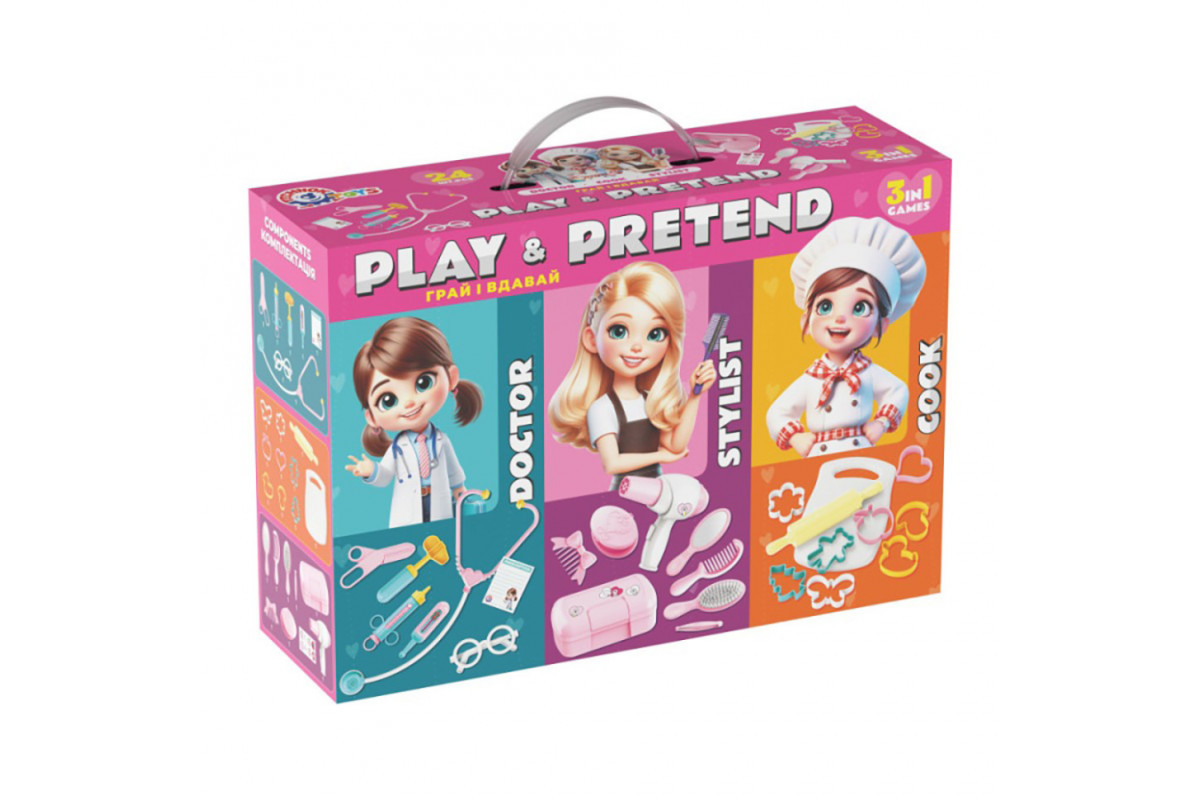 Детский игровой подарочный набор 3 в 1 "Play&pretend" 2277TXK врач, стилист, повар