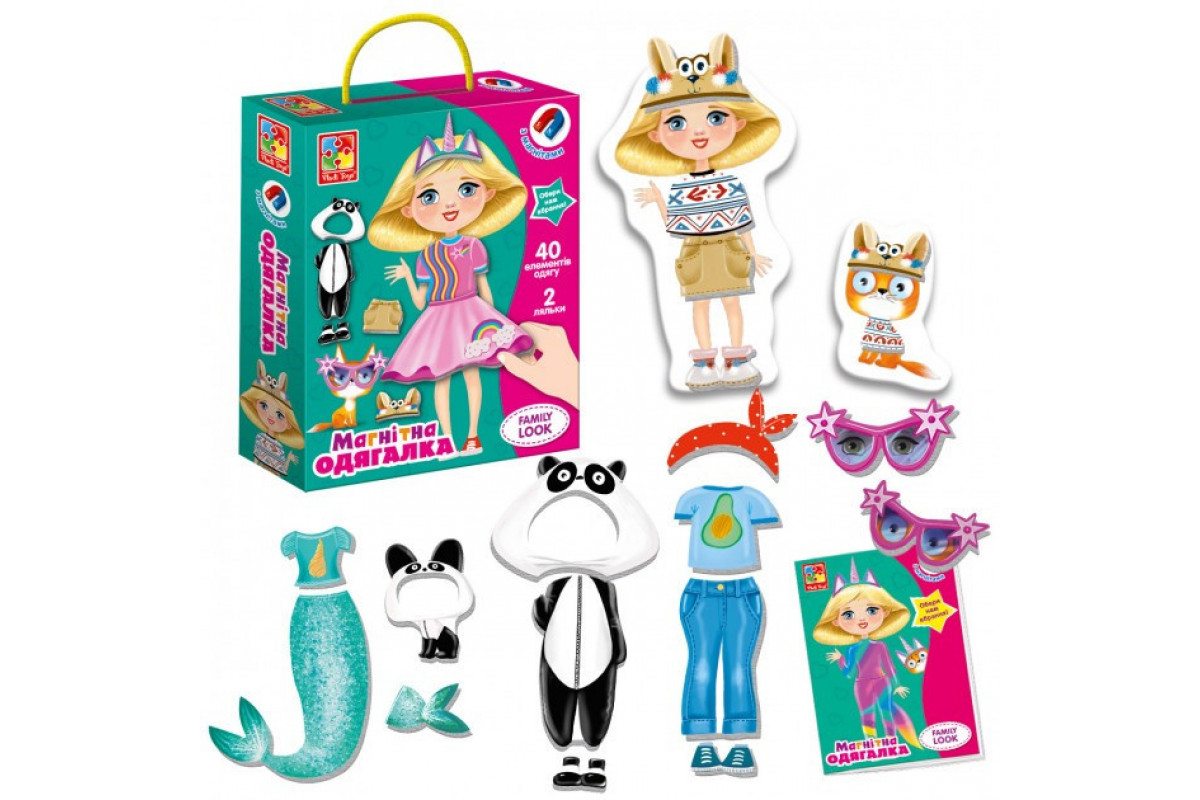 Детская игра "Магнитная одевашка "Family look" VT3702-21, 40 элементов одежды