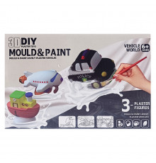 Набор для творчества Гипсовая раскраска "Транспорт" MK 5428(Black) формочки, краски 6 цветов
