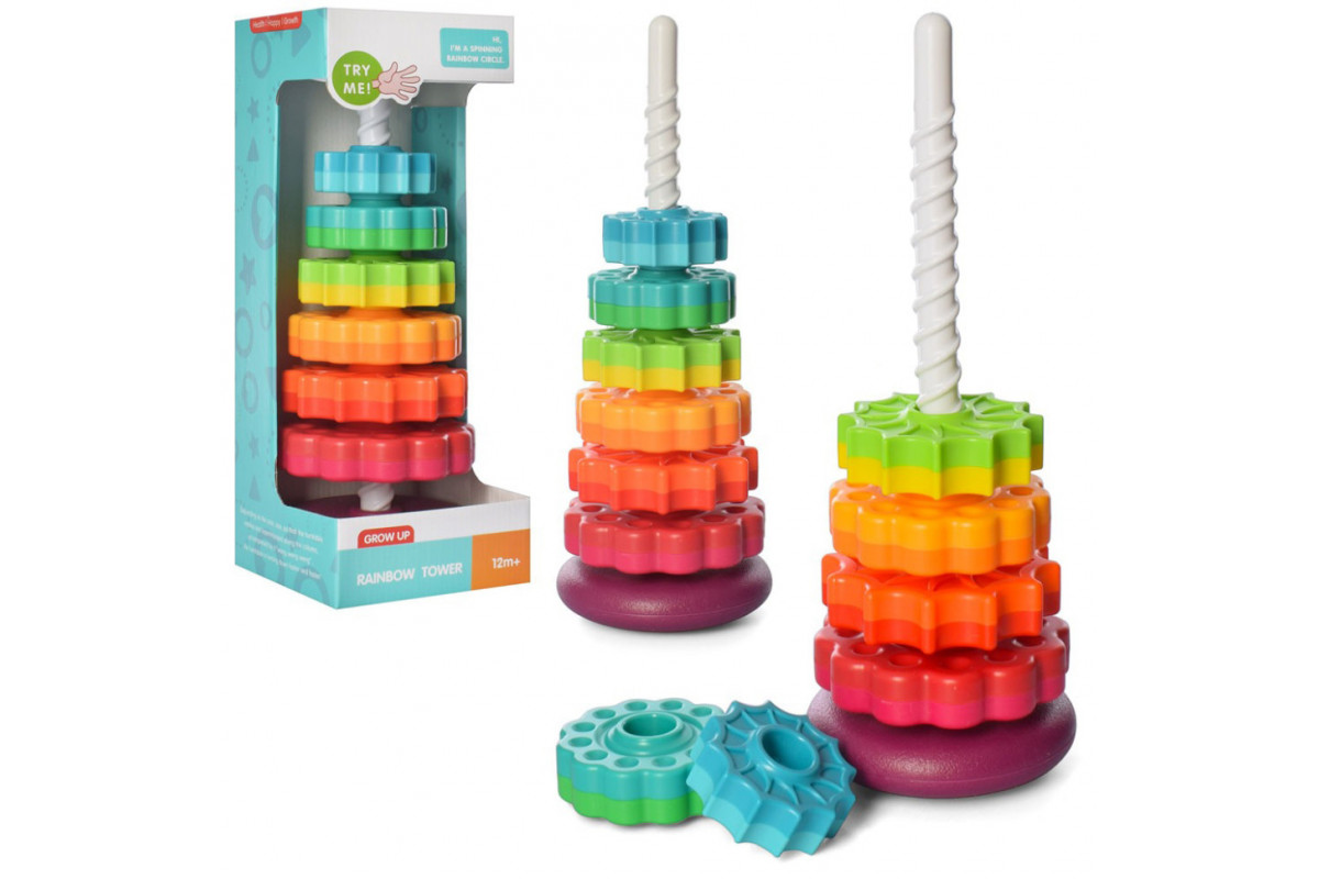 Дитяча розвиваюча іграшка "Пірамідка" 17403 кільця на спіралі 6 штук