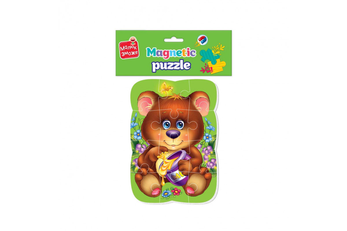 Магнитные пазлы Малыш сможет "Медвежонок" Vladi toys VT3301-04 А5, Укр