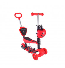 Дитячий самокат з батьківською ручкою Bambi SC20139 PU колеса зі світлом Червоний